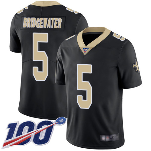 Men New Orleans Saints Limited Black Teddy Bridgewater Home Jersey NFL Football #5 100th Season Vapor Untouchable Jersey->new orleans saints->NFL Jersey
